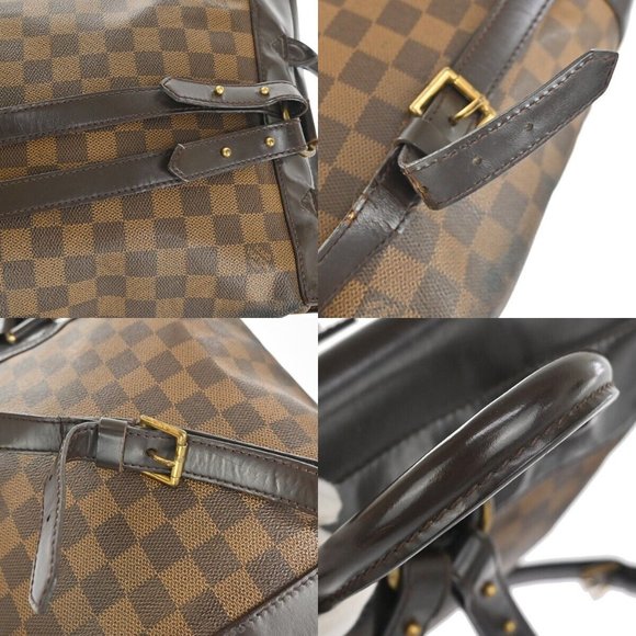 LOUIS VUITTON Logo Soho Backpack Bag Damier Ebene Leather Brown - Picture 3 of 16